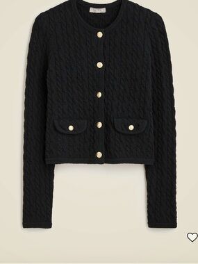 J.Crew Odette Cable Knit Cardigan in Cotton Blend Boucle